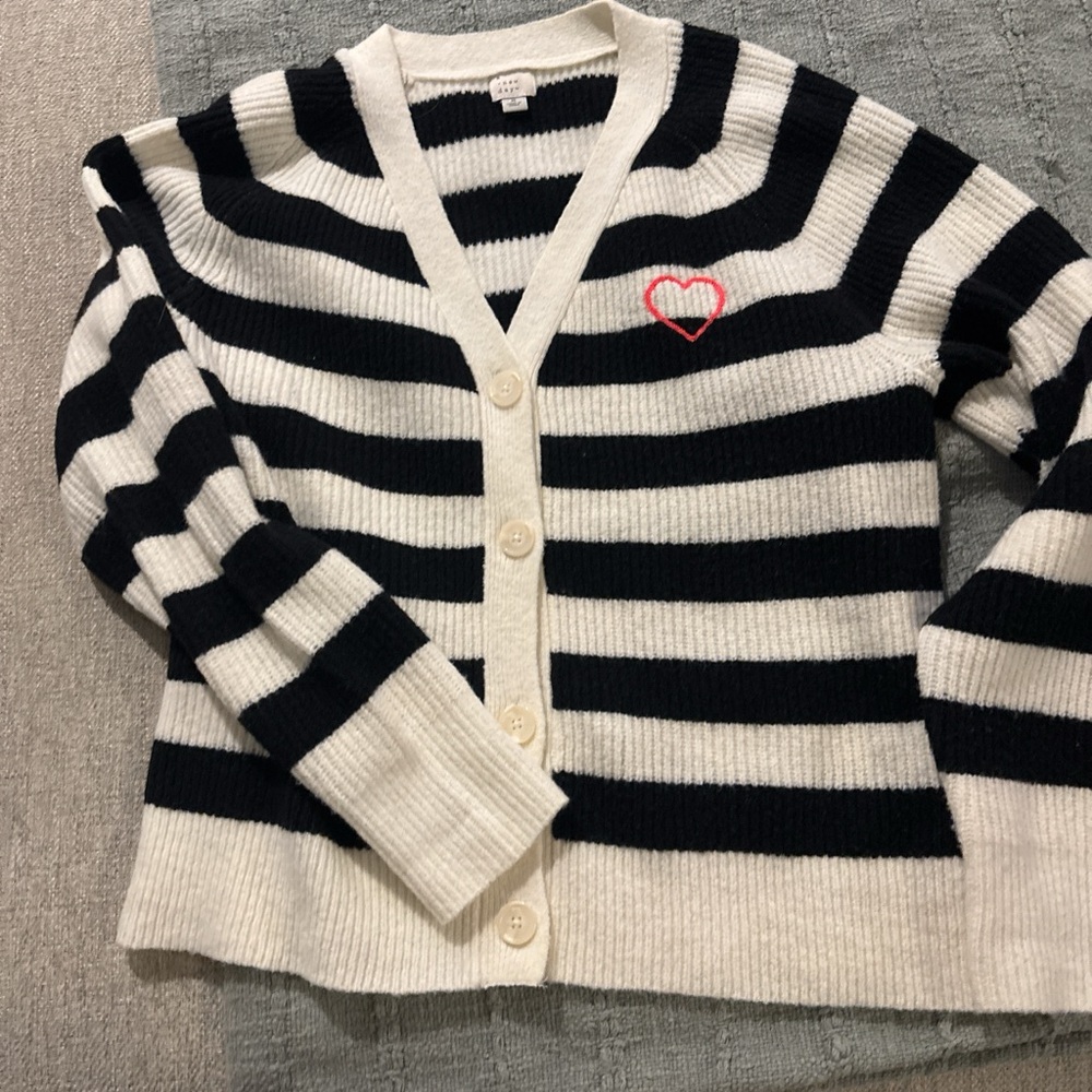 a new day Black and White Striped Cardigan